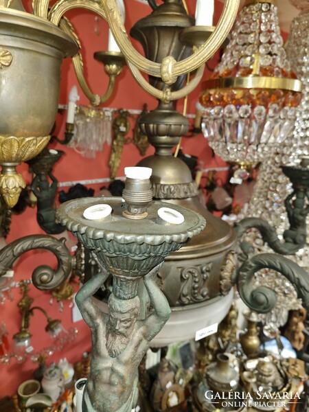 Old figural restored bronze chandelier