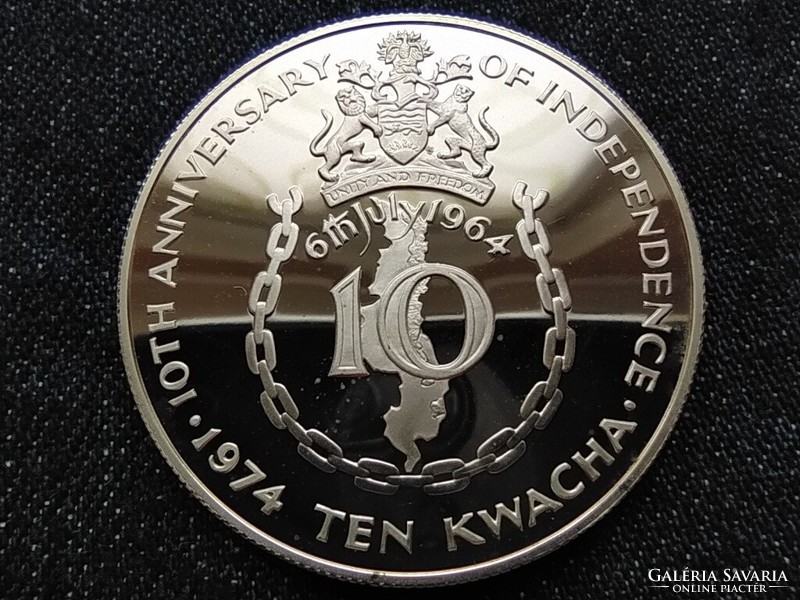 Malawi A függetlenség 10. évfordulója .925 ezüst 10 kwacha 1974 PP (id61645)