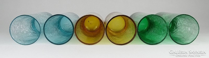 1N832 Retro Karcagi színes irizáló fátyolüveg pohár készlet 6 darab