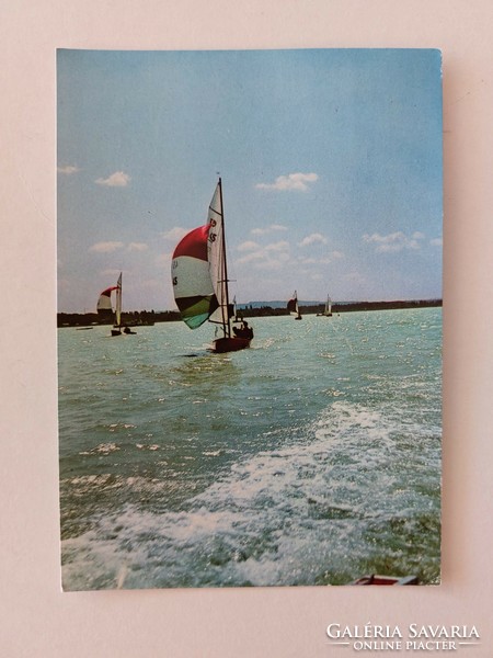 Old postcard 1974 Balaton photo postcard sailboats