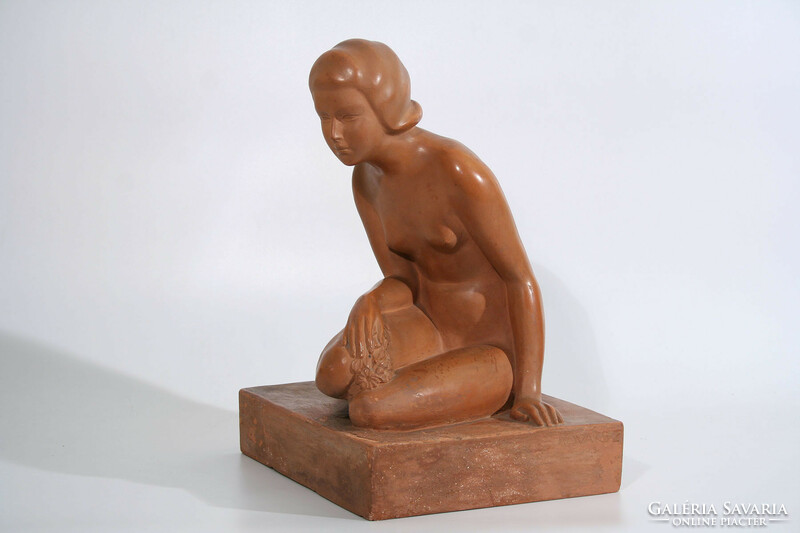 Zoltán Liskai forged female nude 1930. Paris 32x26x20cm terracotta figure blacksmith Paris ceramic sculpture