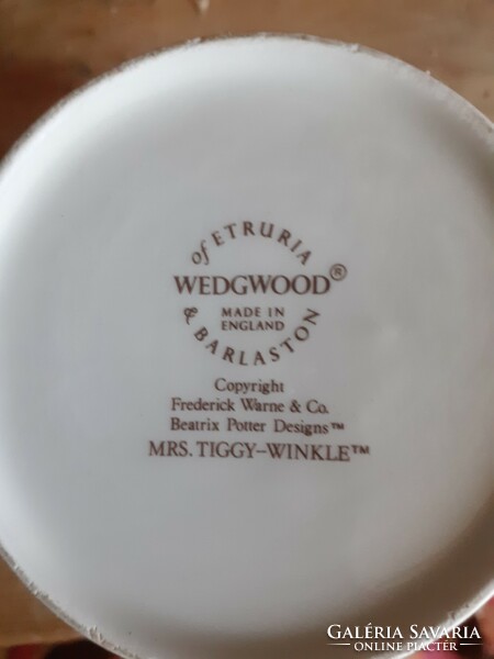 Angol Wedgwood Piroska mesemotívumos cukortartó Mrs.Tiggy Winkle
