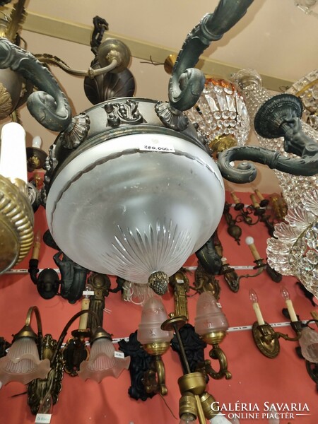 Old figural restored bronze chandelier