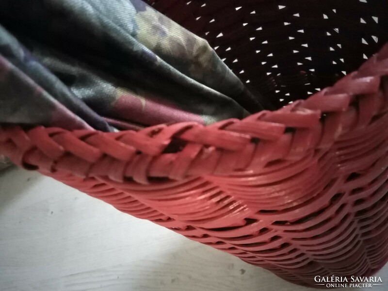 Rattan - colored umbrella stand / red