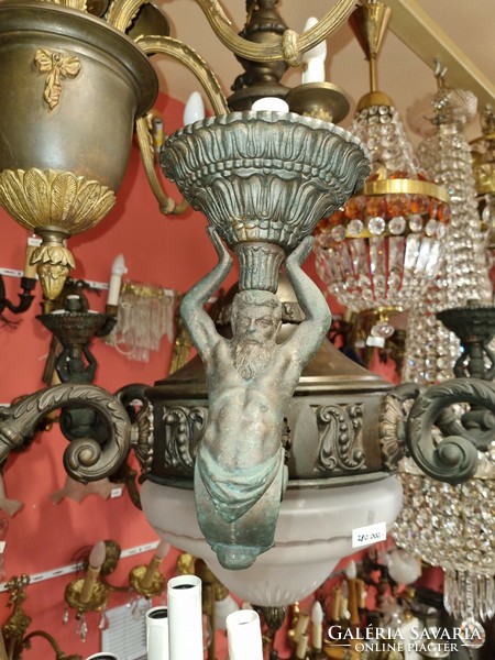 Old figural restored bronze chandelier