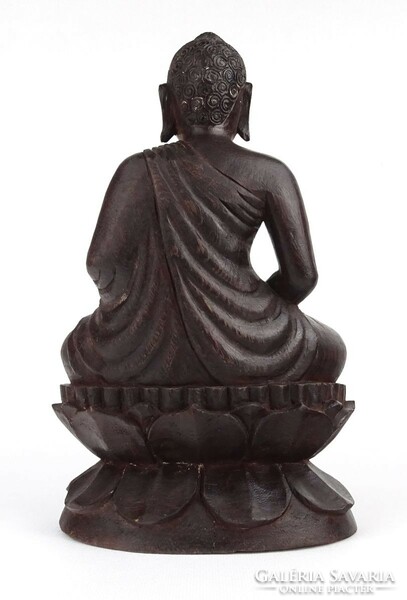 1N913 Nagyméretű faragott egzotikus fa Buddha szobor 26.5 cm