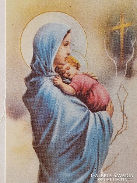 Régi vallási mini szentkép emléklap Mária