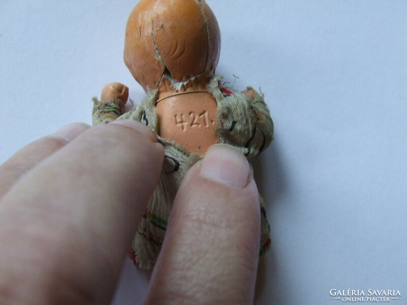 Old, antique mini, miniature ceramic and painted porcelain doll in one - one is damaged