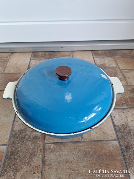 Öntöttvas edény sütőtál kék nosztalgia kemencébe Sütőbe