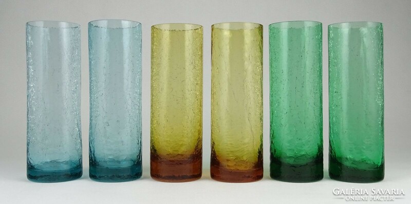 1N832 retro frame colorful iridescent veil glass set of 6 pieces