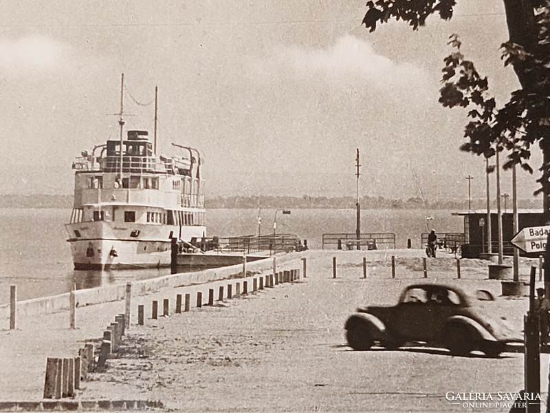 Old postcard 1959 Balaton photo postcard Badacsony boat station