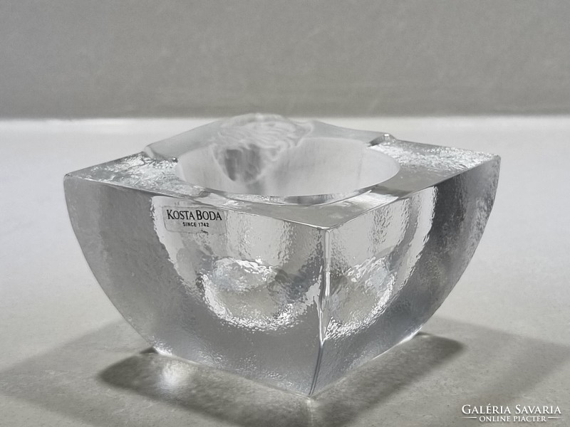 Kosta Boda Kjell Engman "Fossil" művészi jégüveg mécsestartó -ritka régi darab