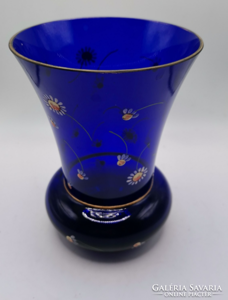 Fancy cobalt blue glass with chamomile