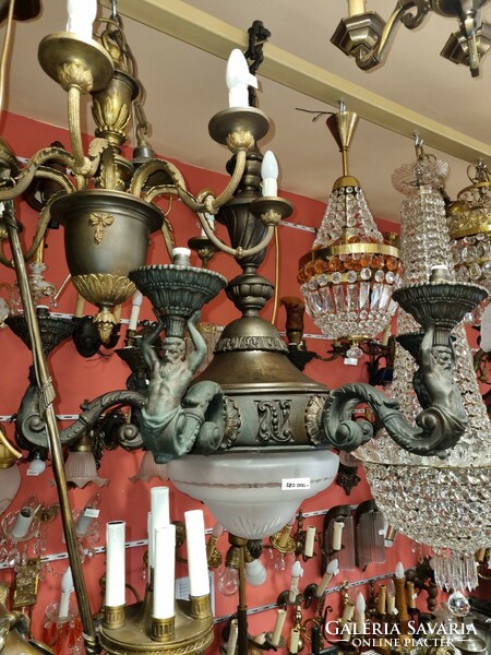 Old figural restored bronze chandelier