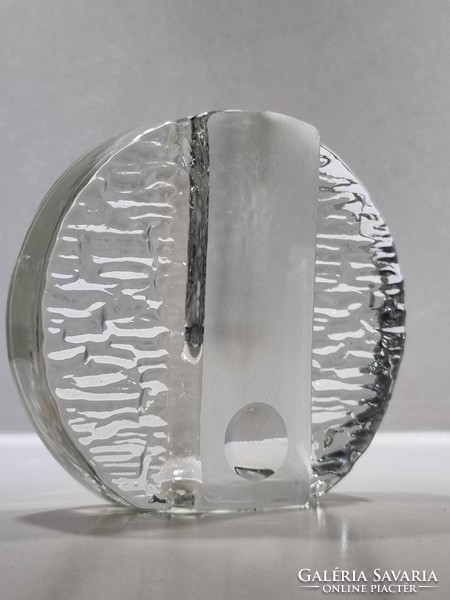 Dekoratív vintage üveg blokkváza ,solifleur Walther   Glas -'70-es évek