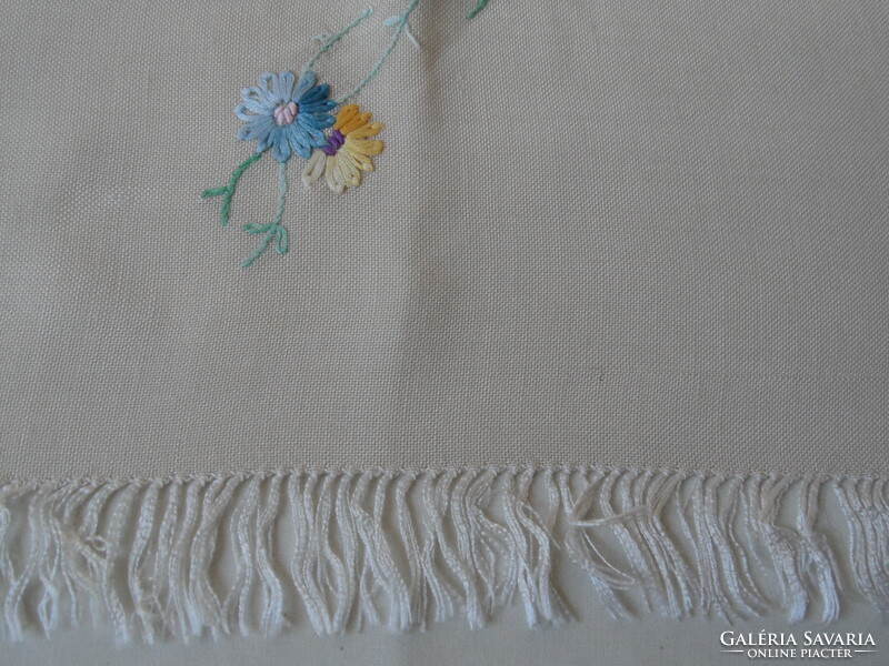 Hand-embroidered floral tablecloth