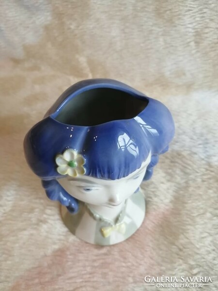 Extrém ritka Carl Scheider Grafenthal német porcelán kislány alakú váza