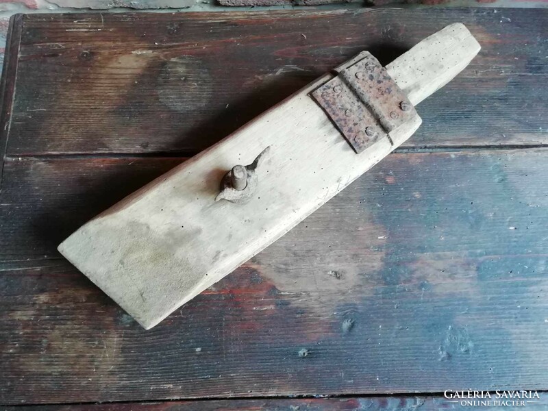 Leather sewing tool, in natural condition, part of a shearing chair, old clamping tool, cobbler, shoelace