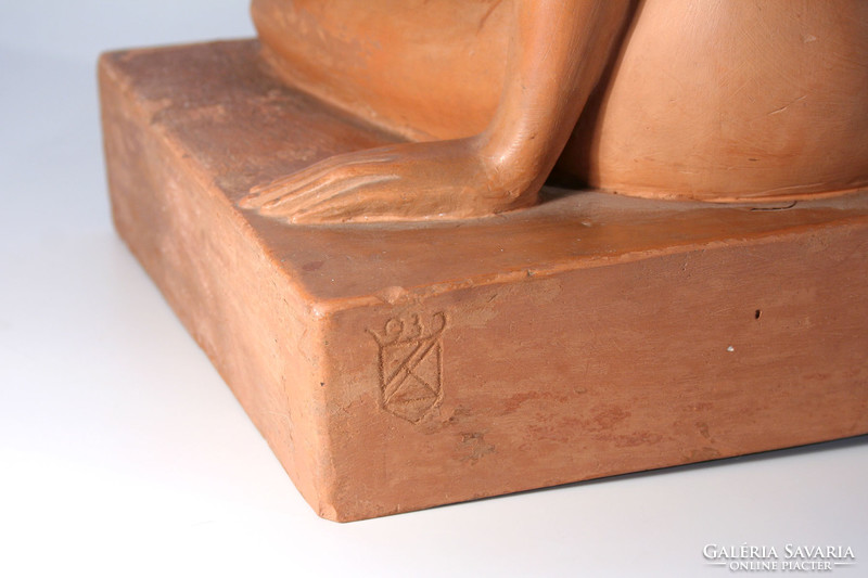 Zoltán Liskai forged female nude 1930. Paris 32x26x20cm terracotta figure blacksmith Paris ceramic sculpture