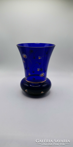Fancy cobalt blue glass with chamomile