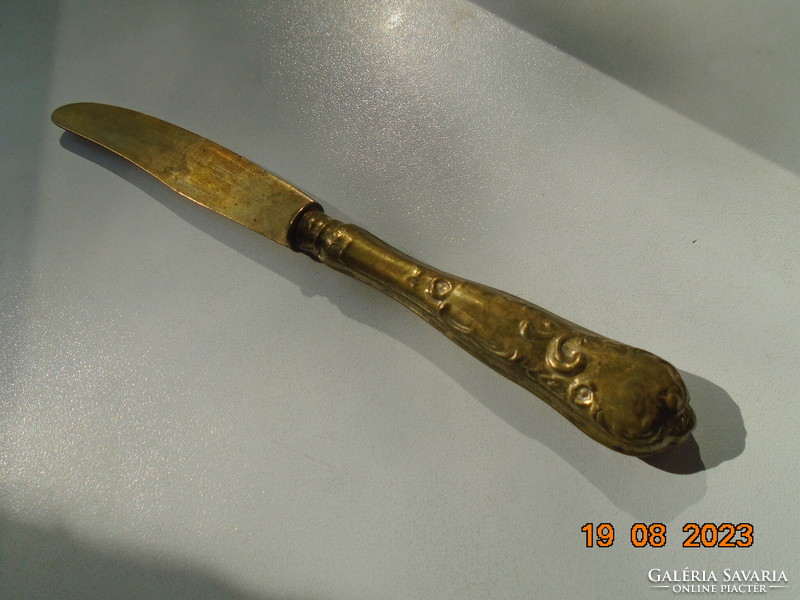 1850 Gold-plated 800 silver handle knife, with treble, punched patterns, master's mark