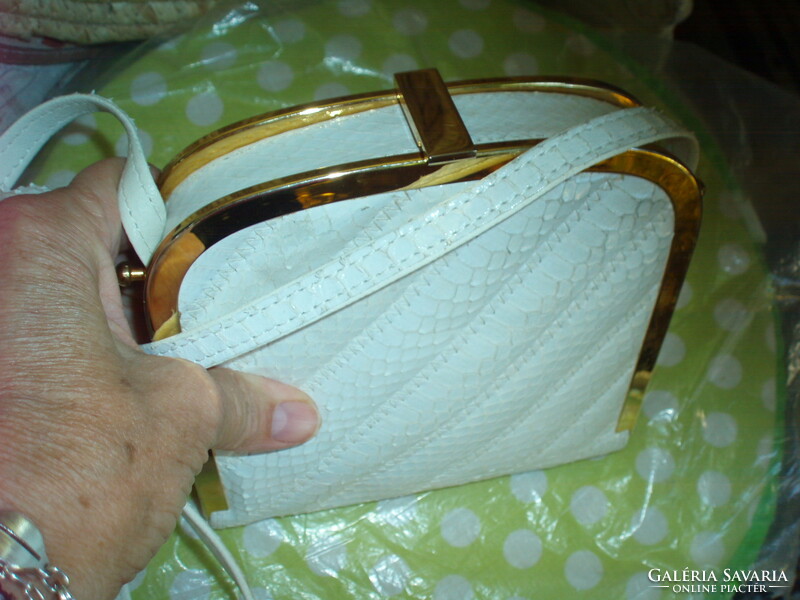 Vintage small white snakeskin shoulder bag