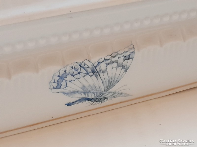 Antique porcelain toothbrush holder, bird, butterfly