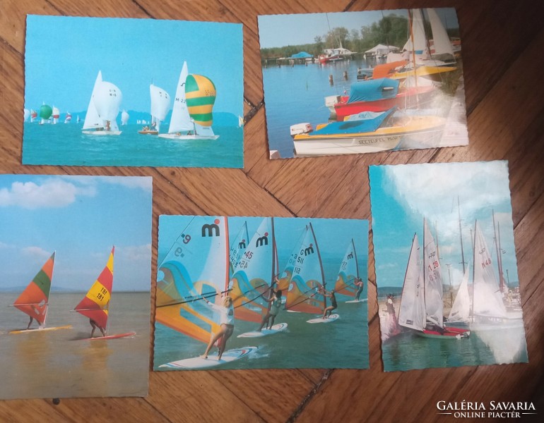 Retro Balaton surfer/sailing postcard collection 5 pcs