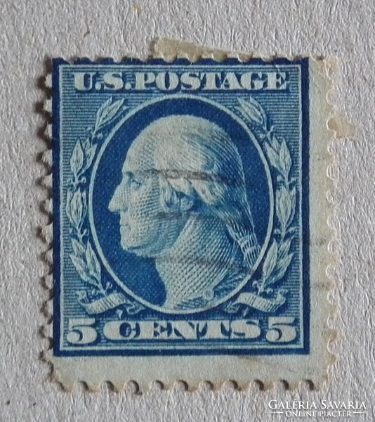 1917 USA blue 5 cent, pecsételt bélyeg George Washington