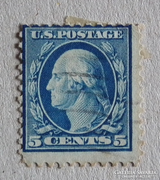 1917 USA blue 5 cent, stamped stamp george washington