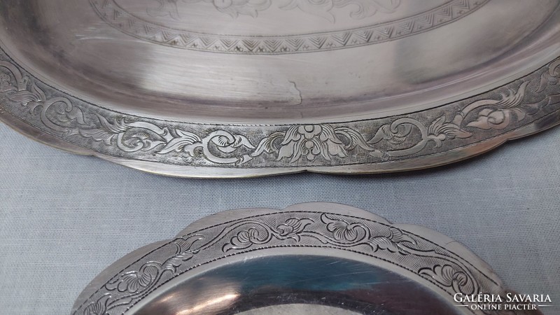 Marked silver-plated decorative tray and ashtray