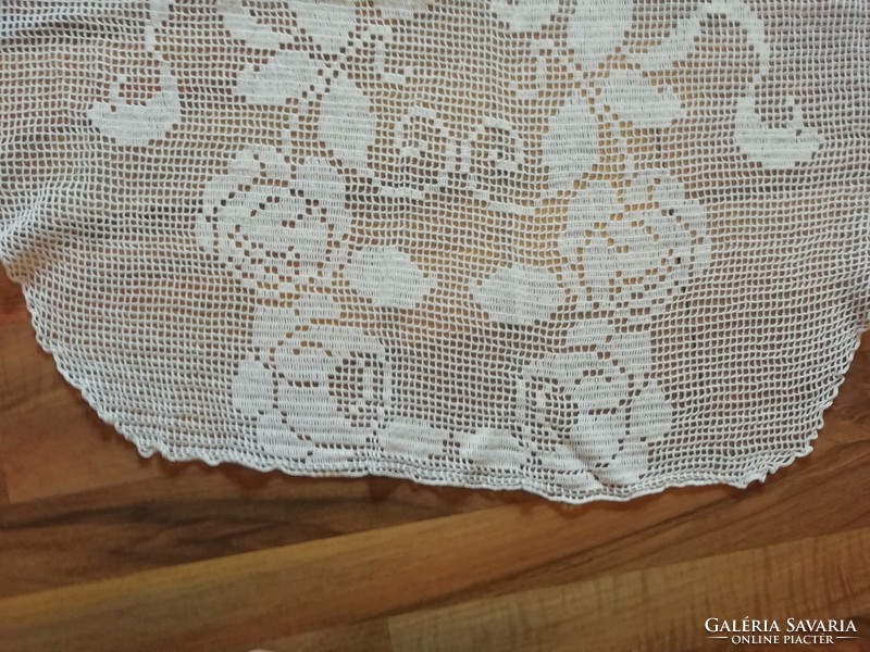 Old hand crocheted tablecloth