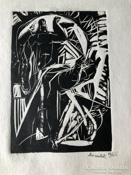 Csavlek András linómetszet