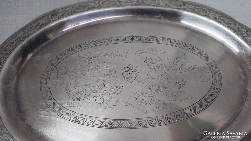 Marked silver-plated decorative tray and ashtray