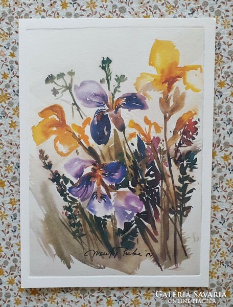 Unicef képeslap üdvözlőlap üdvözlőkártya postatiszta írisz virág