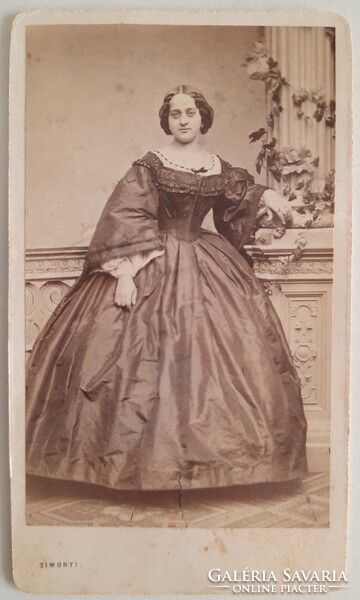 Antique business card (cdv) photo, from Simony's light office, Pest, 1860s