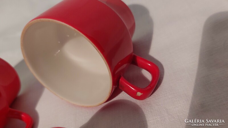 5 db piros Hollóházi porcelán kávéscsésze pótlásra