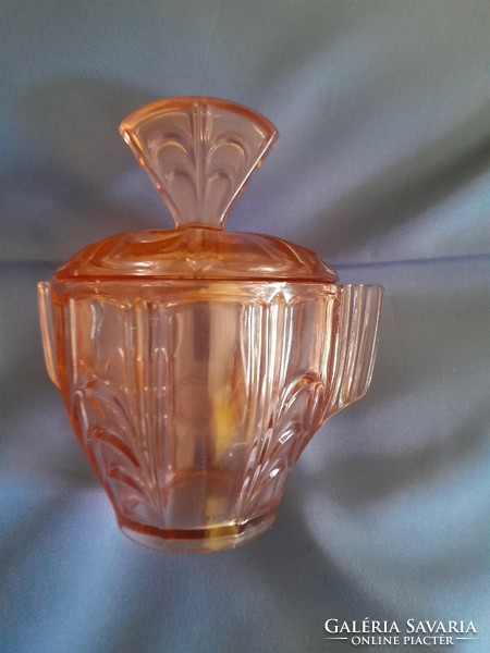 Salmon colored sugar bowl antique