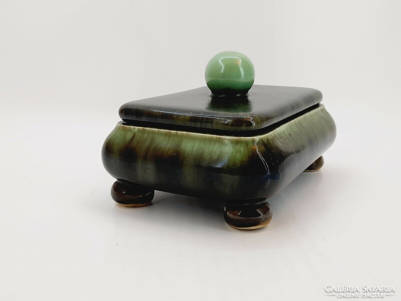 Zsolnay art deco ceramic box with lid, unmarked