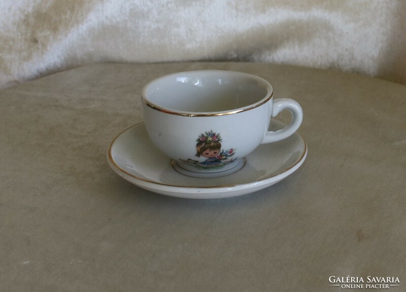Little girl tea, porcelain coffee cup with a cute little girl pattern