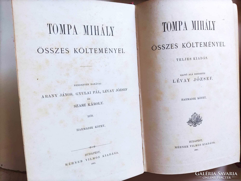 Tompa Mihály összes költeményei I-IV. (1885, Méhner)