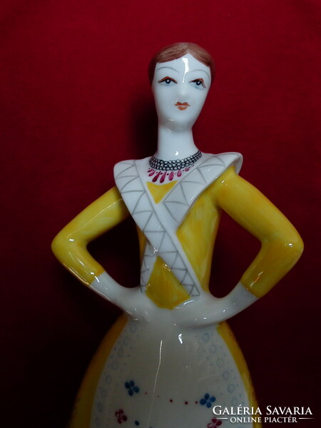 Hollóháza porcelain - dancing woman in Bujak folk costume 24.5 cm