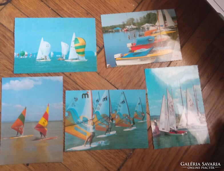 Retro Balaton surfer/sailing postcard collection 5 pcs