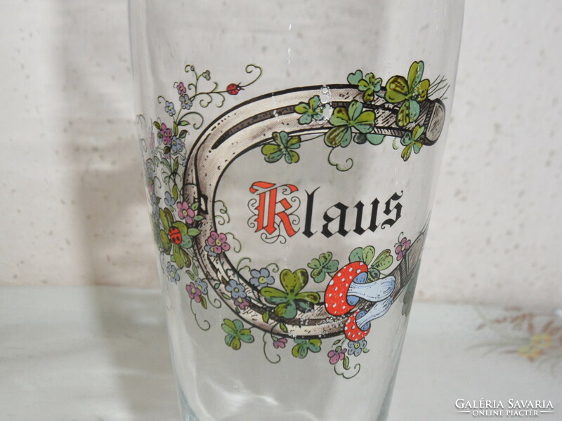 Klaus szerencsehozó patkós üveg sörös pohár