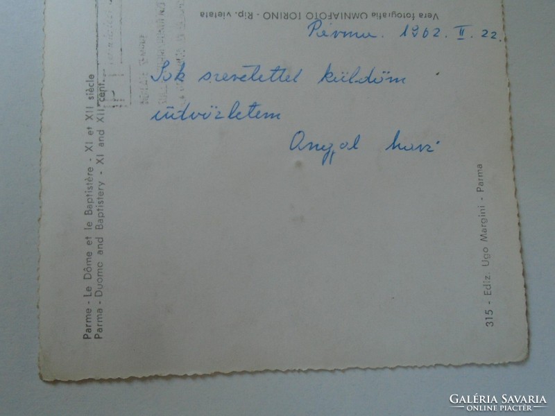 H41.5 Tóth Mihály karnagy számára küldte  Angyal Mária  (rendező)  Pármából  1962-ben