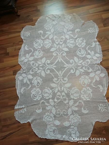 Old hand crocheted tablecloth