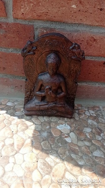 Kis Buddha  szobor, szentély dísze ülő meditáló Buddha figura