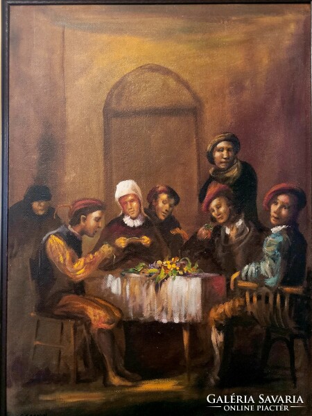 Dr. Bajkai braun gauze meal tor original painting