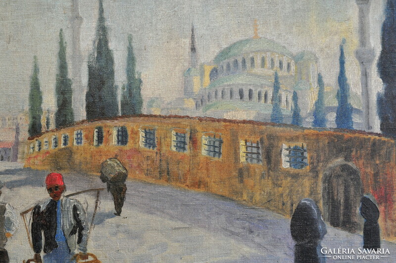 Unknown painter: Istanbul street scene, 1900 k.