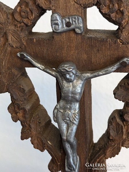 Antique wooden table corpus of Jesus Christ on the cross. From the 1800s.